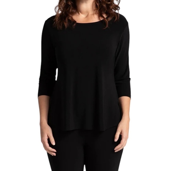 Sympli Go To Classic T Relax 3/4 Sleeve Top Black Size 6 - Picture 1 of 8